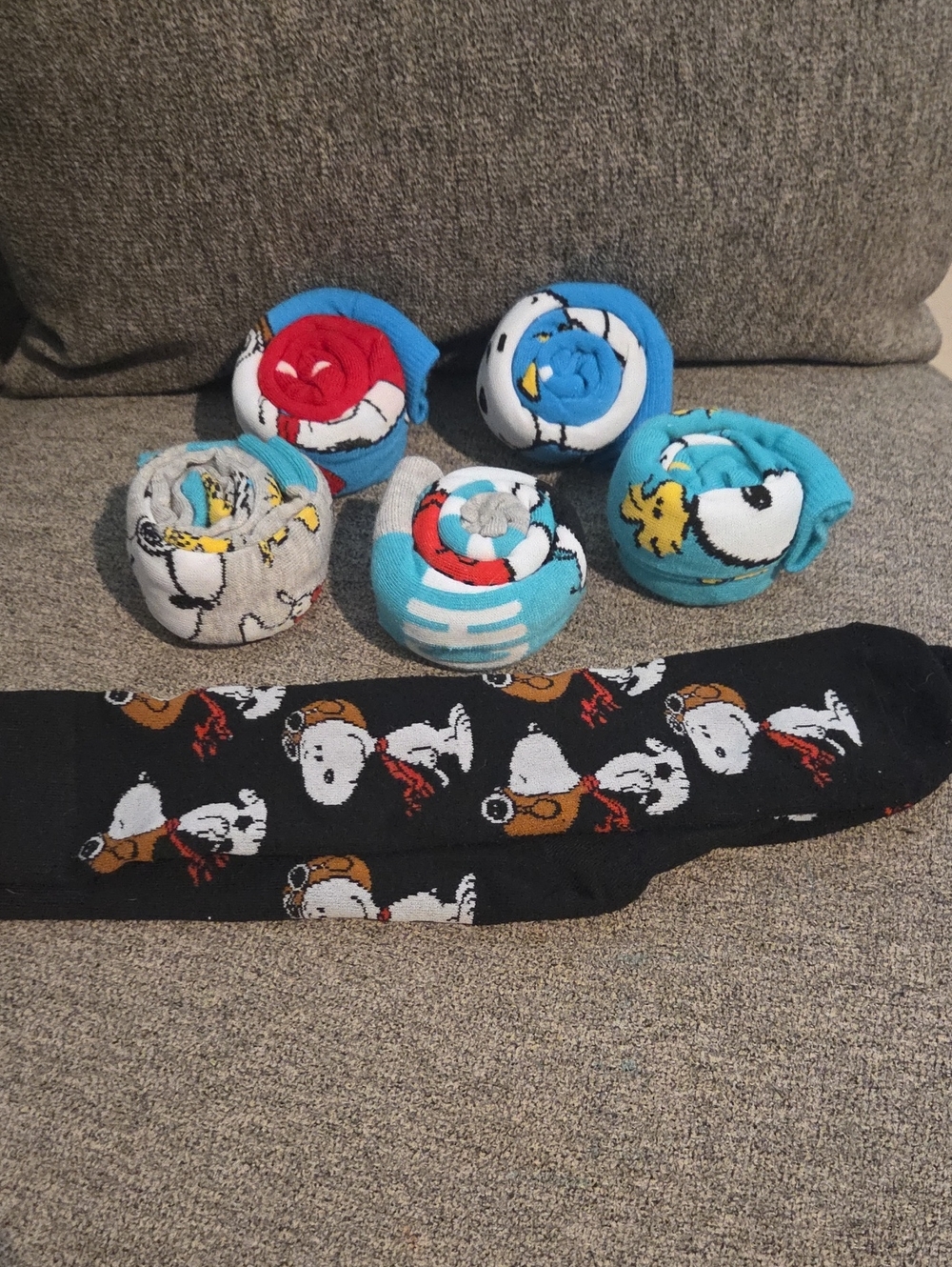 Snoopy Crew Socks Set - Black, Blue, White, Red